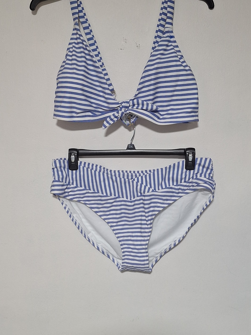 Time and Tru Blue and White Striped Bikini